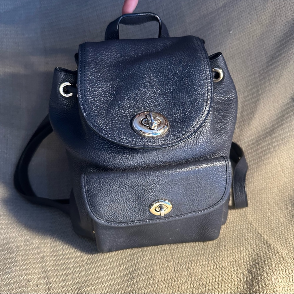 Coach Navy Mini Turnlock Rucksack Backpack - Picture 5 of 8